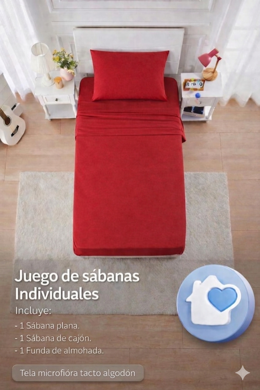 JUEGO DE SABANAS INDIVIDUAL LISAS