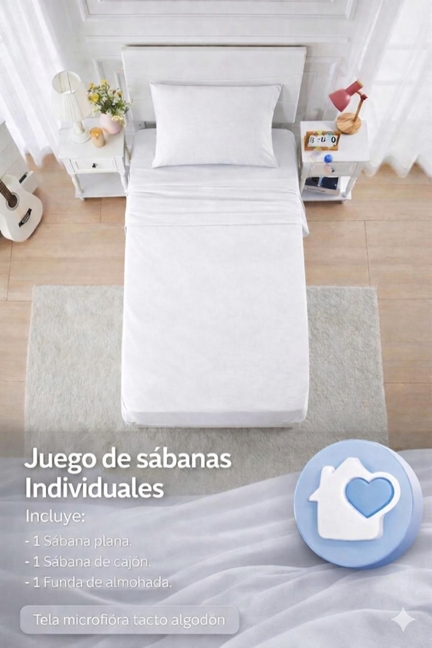 JUEGO DE SABANAS INDIVIDUAL LISAS
