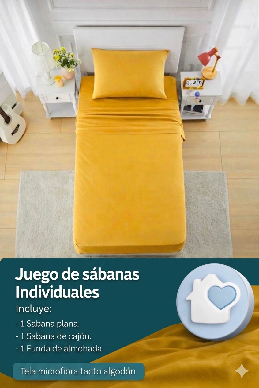 JUEGO DE SABANAS INDIVIDUAL LISAS