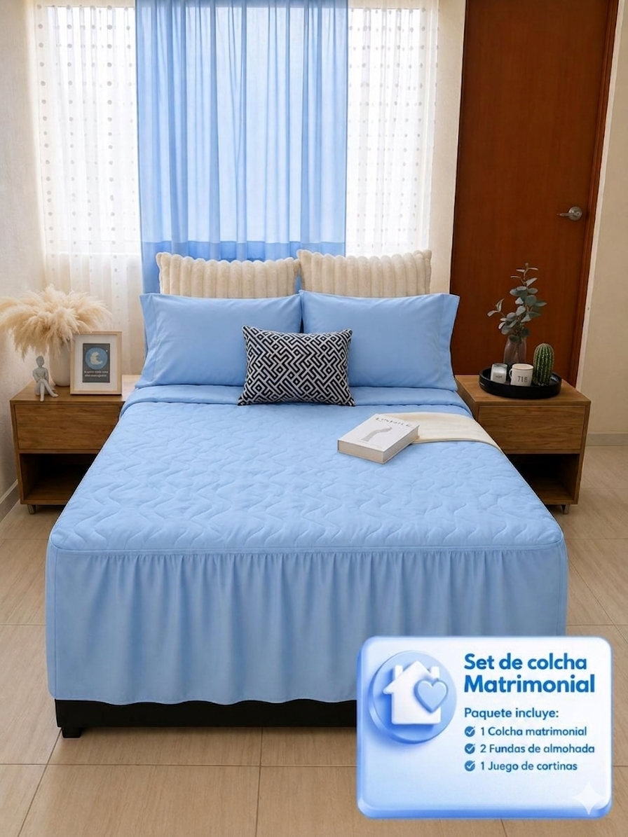 SET DE COLCHA MATRIMONIAL
