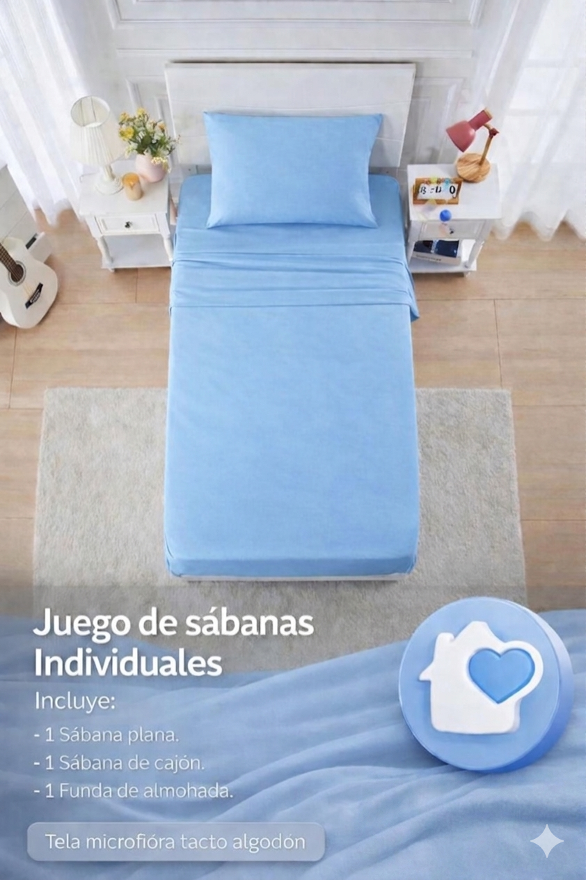 JUEGO DE SABANAS INDIVIDUAL LISAS