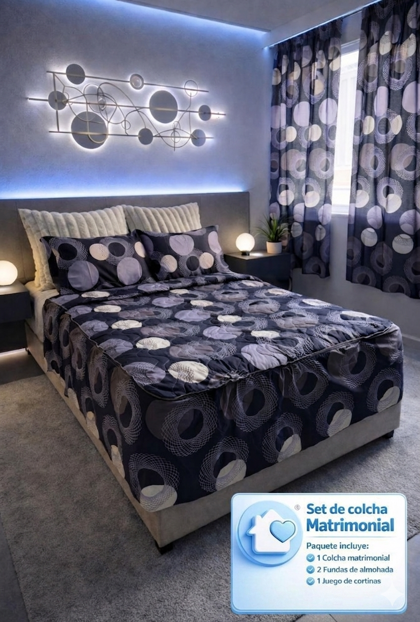 SET DE COLCHA MATRIMONIAL