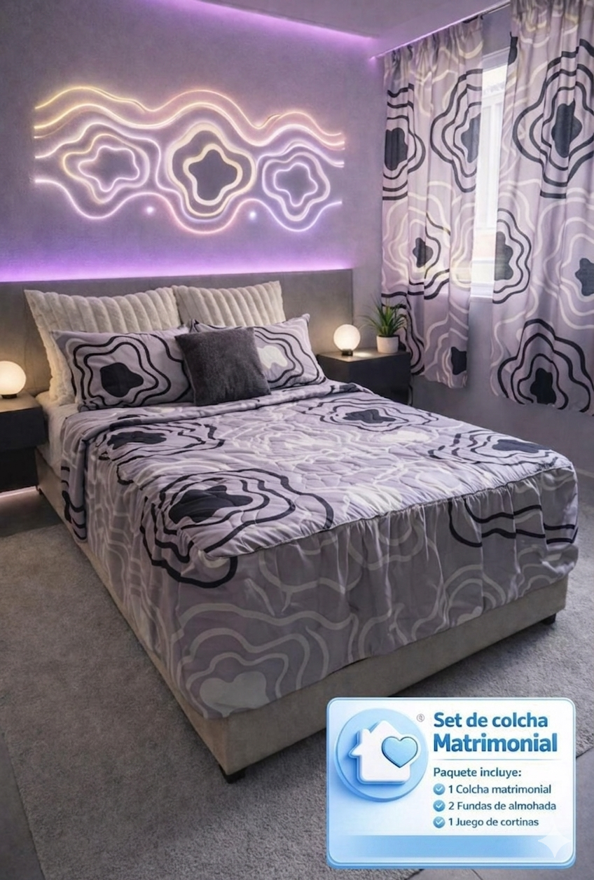 SET DE COLCHA MATRIMONIAL