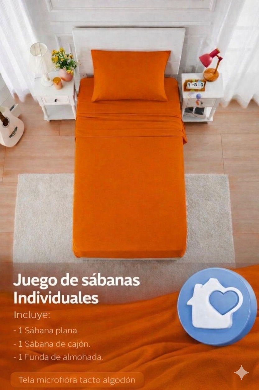 JUEGO DE SABANAS INDIVIDUAL LISAS