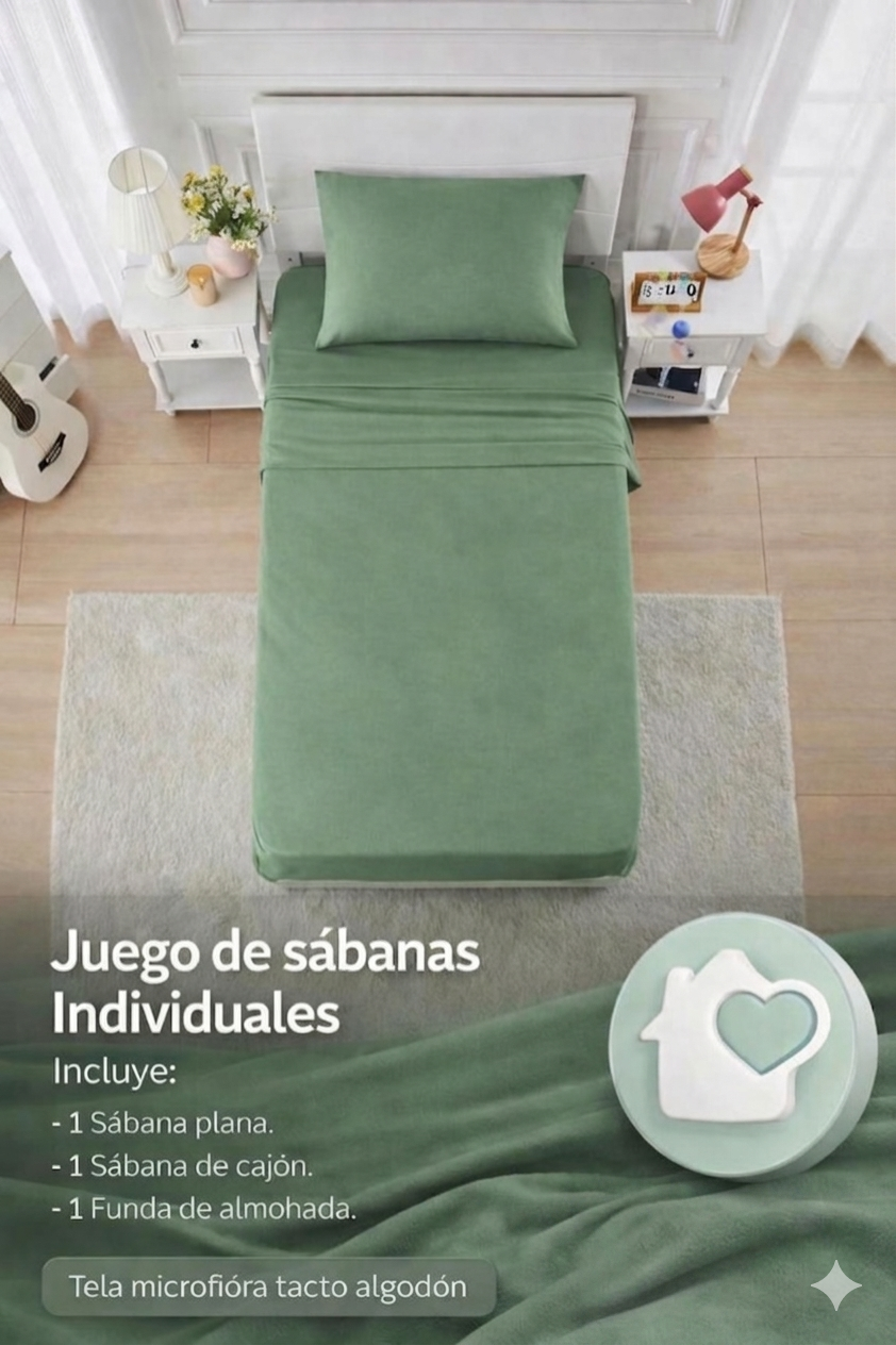 JUEGO DE SABANAS INDIVIDUAL LISAS