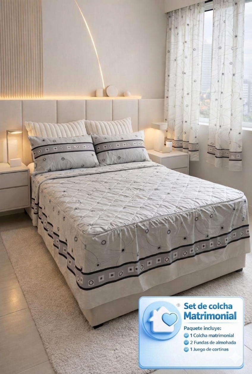 SET DE COLCHA MATRIMONIAL