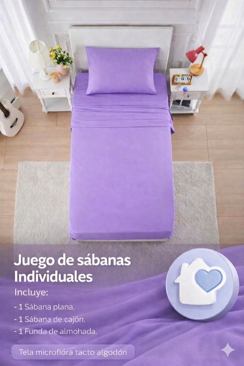 JUEGO DE SABANAS INDIVIDUAL LISAS