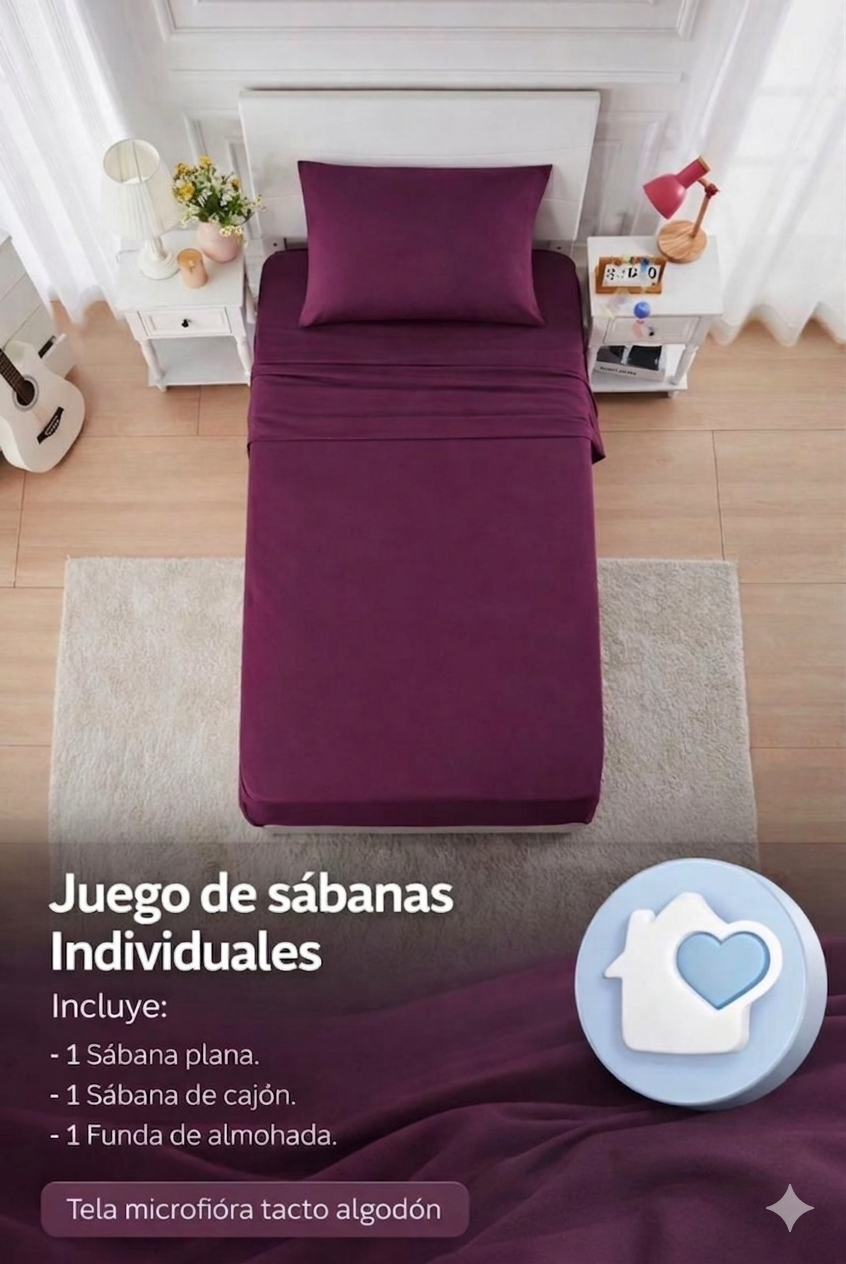 JUEGO DE SABANAS INDIVIDUAL LISAS