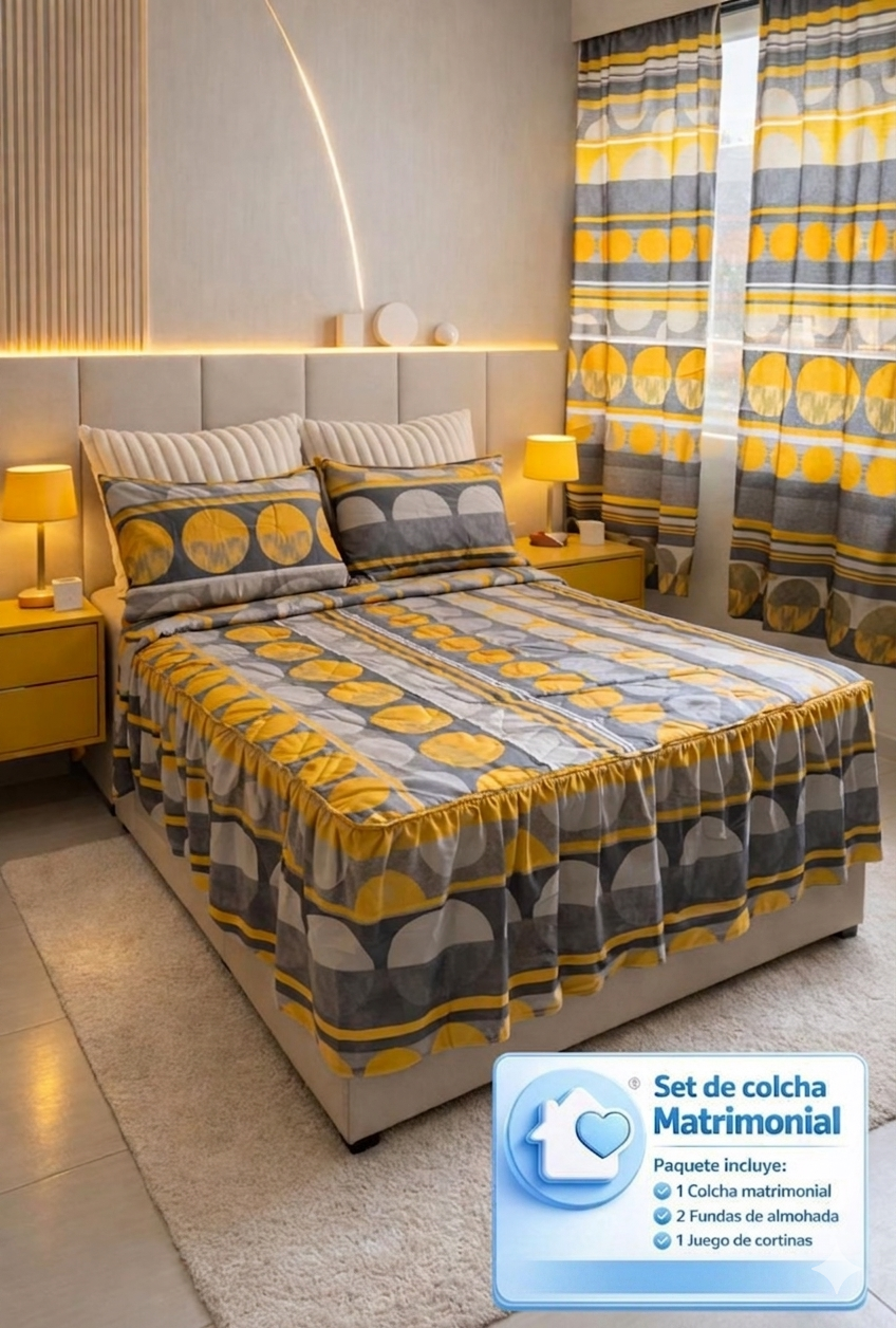 SET DE COLCHA MATRIMONIAL