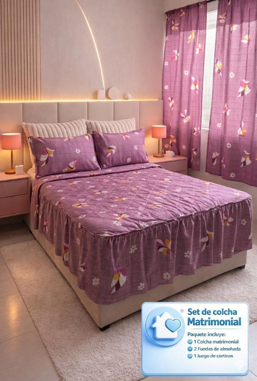 SET DE COLCHA MATRIMONIAL