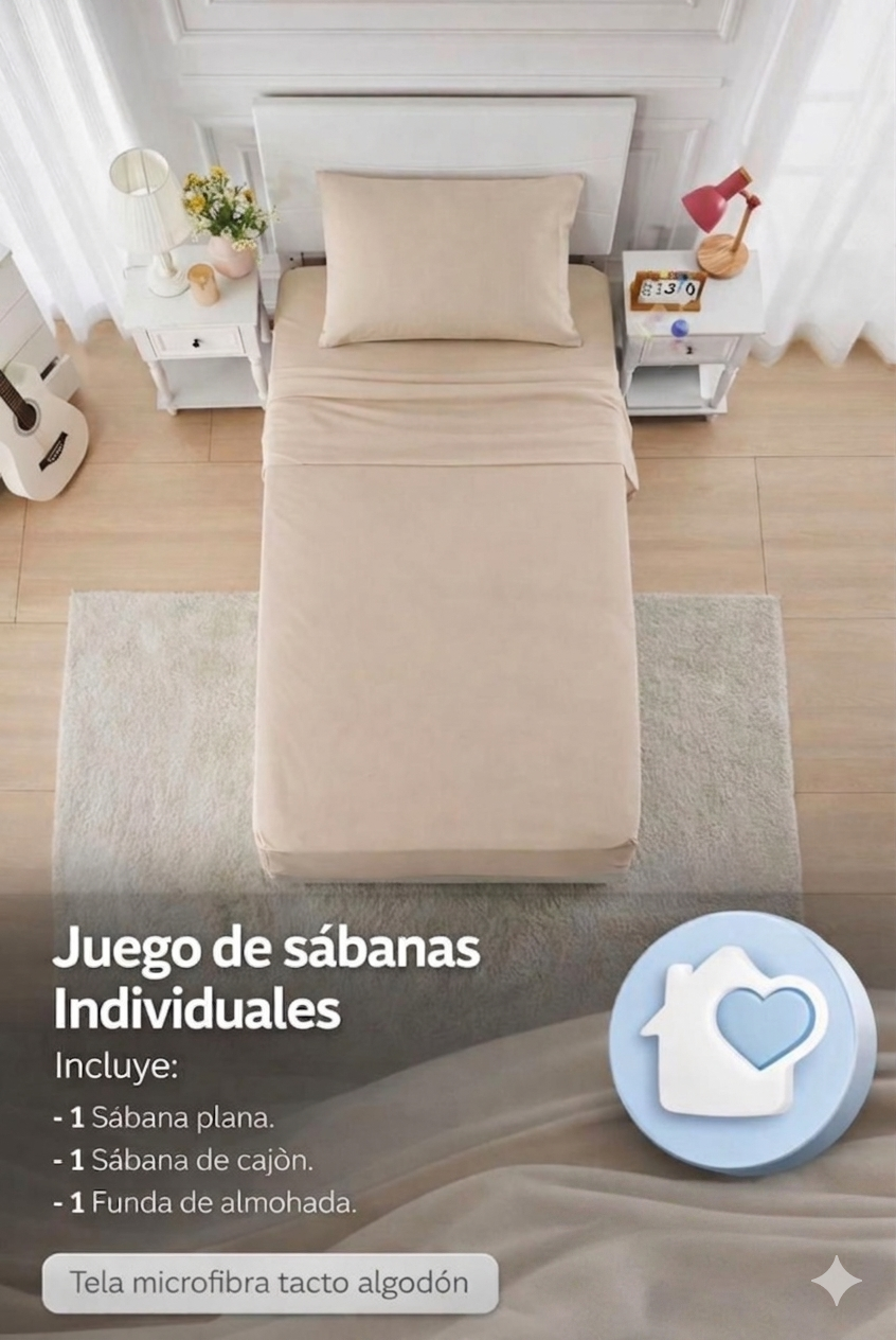 JUEGO DE SABANAS INDIVIDUAL LISAS