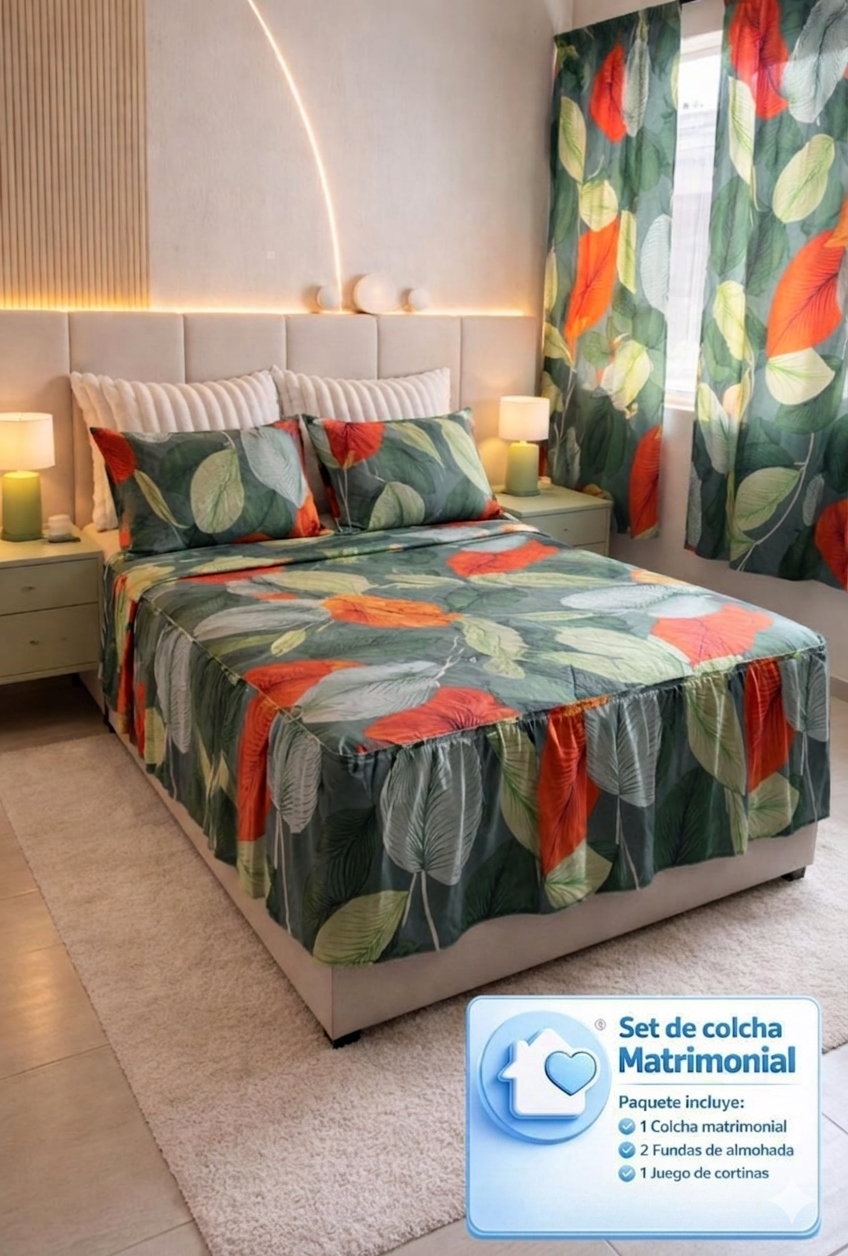 SET DE COLCHA MATRIMONIAL
