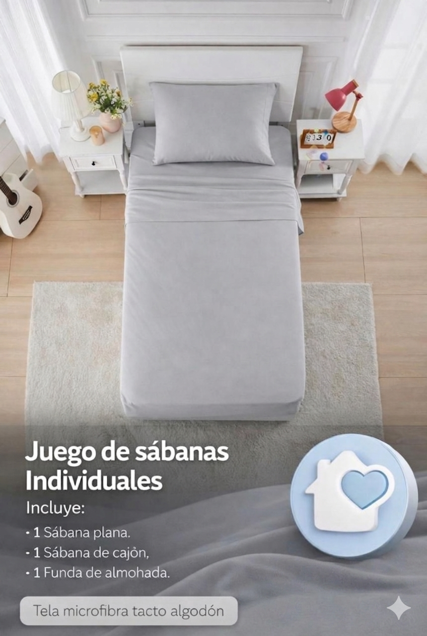 JUEGO DE SABANAS INDIVIDUAL LISAS